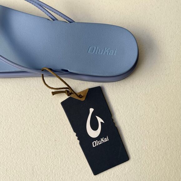 Olukai Aka Flip Flop Sandals Comfort Summer Beach Coastal Cloud Blue Size 10 NWT - Picture 5 of 10